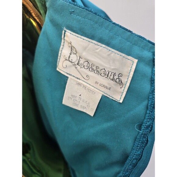 VTG 80s Loralie Blossoms Puff Sleeve On Off Shoulder Lace Dress 12 M - Picture 9 of 9